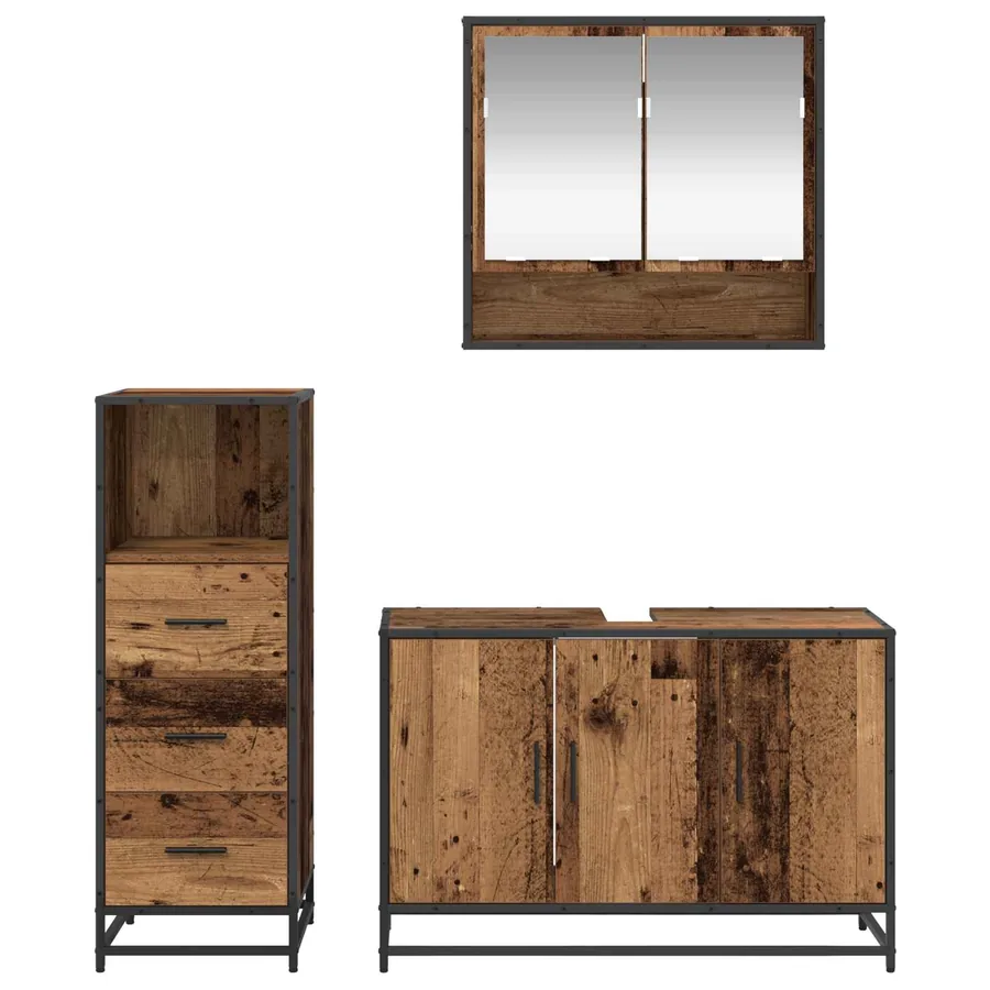 Ensemble de mobilier de salle de bain 3 pcs Bois Ancien - 9