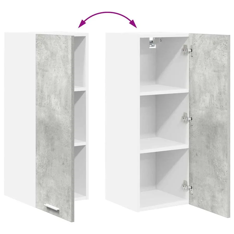 Armoire suspendue 2 pcs Gris béton et Blanc 30 x 31 x 80 cm - 12