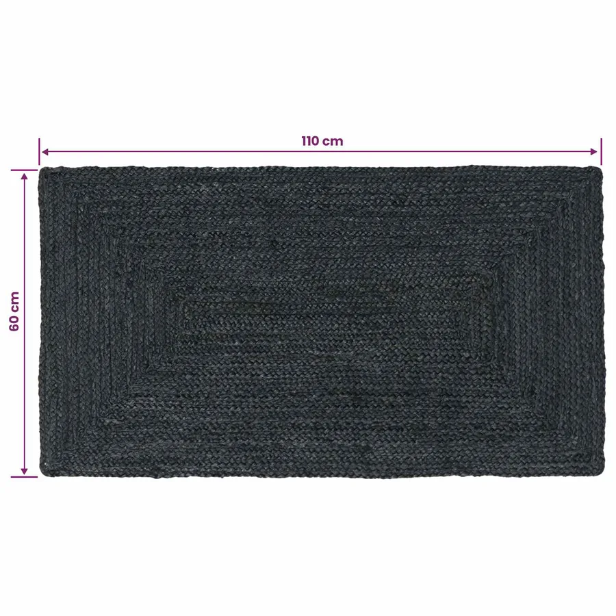 Tapis de surface Rectangulaire Gris foncé 60 x 110 cm Jute - 8