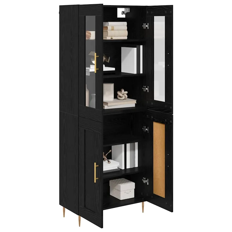Haut Armoire 2 pcs Chêne noir Bois d'ingénierie - 3