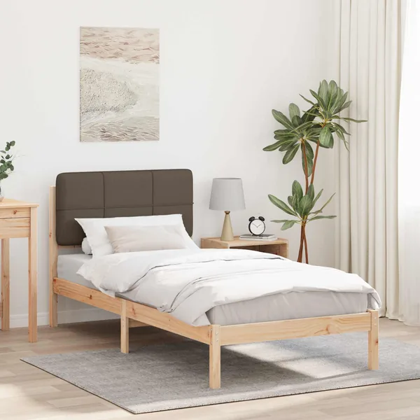 Cadre de lit avec tête de lit rembourrée Taupe 90 x 200 cm