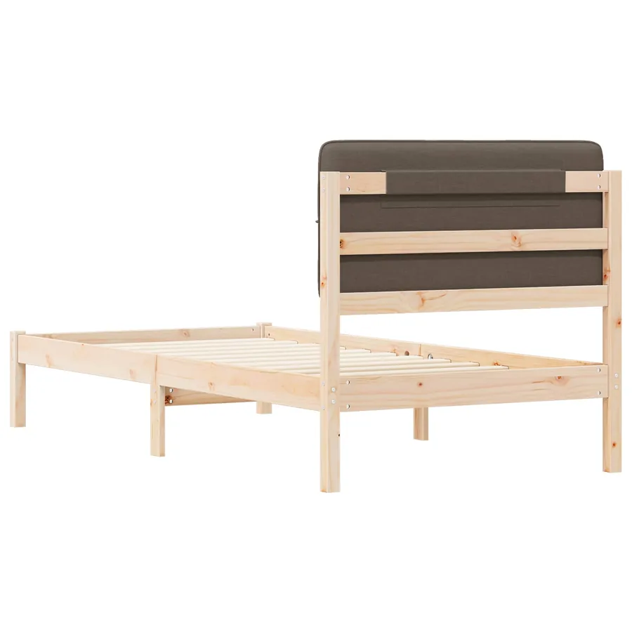 Cadre de lit avec tête de lit rembourrée Taupe 90 x 200 cm - 7