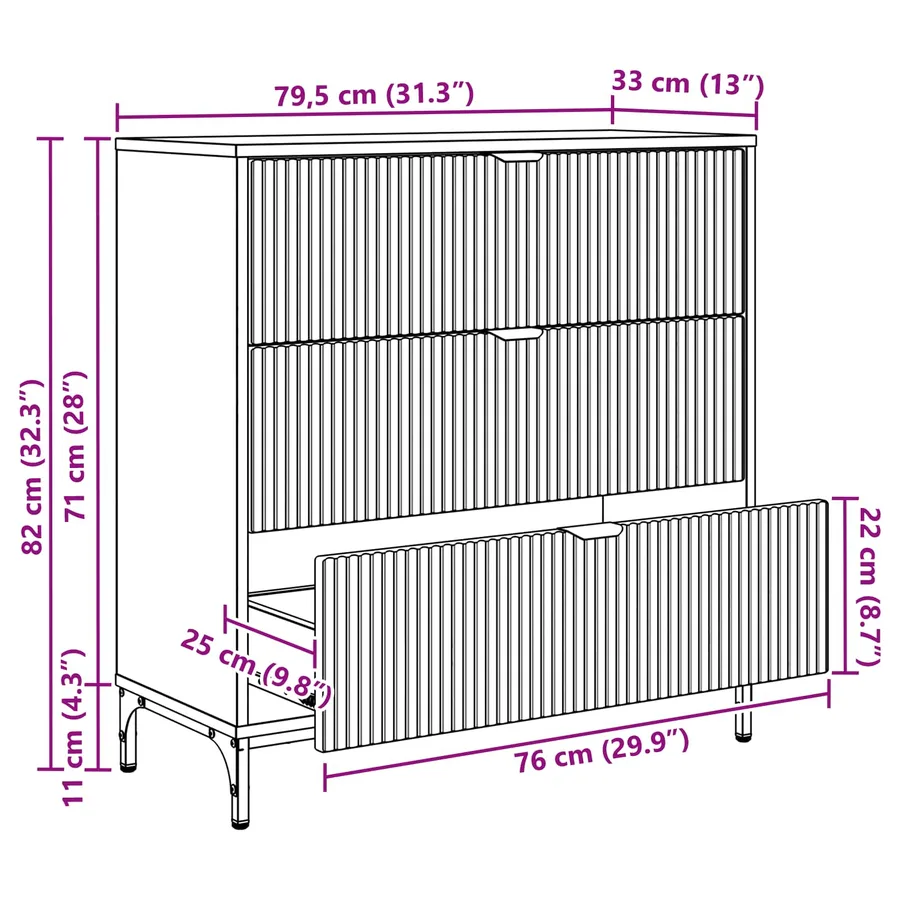 Buffet Chêne fumé 79,5 x 33 x 82 cm Bois d'ingénierie - 15