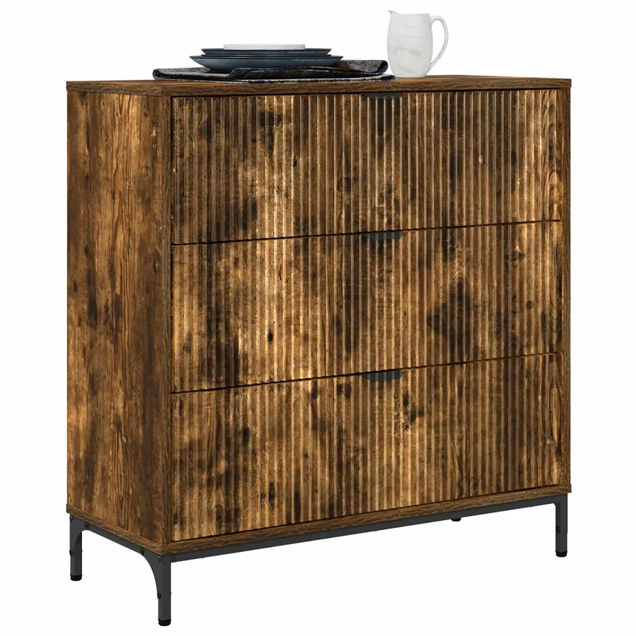 Buffet Chêne fumé 79,5 x 33 x 82 cm Bois d'ingénierie - 3