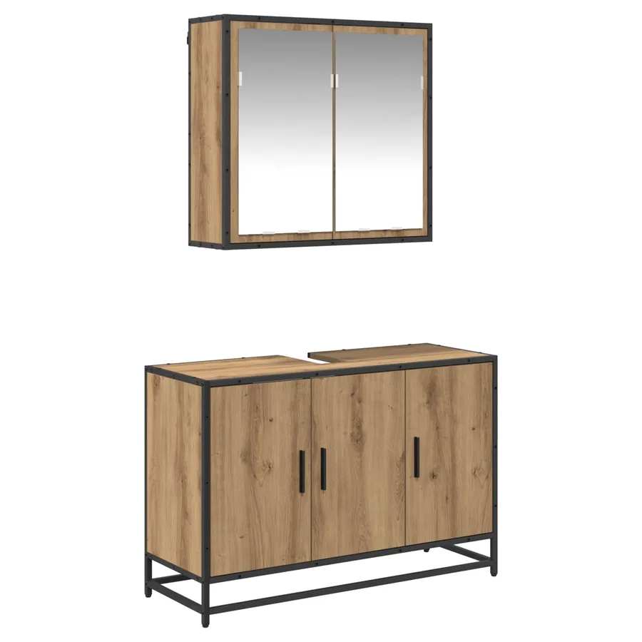 Ensemble de mobilier de salle de bain 2 pc Chêne artisanal - 2