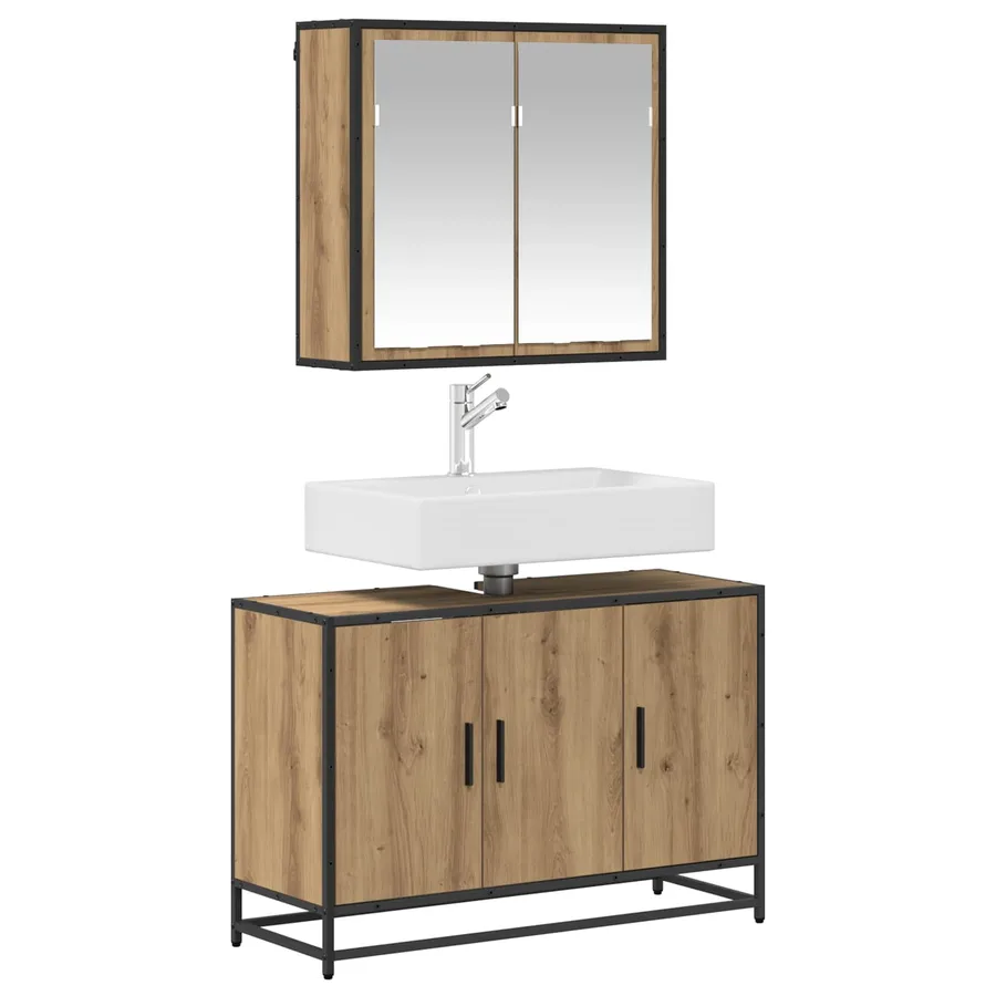 Ensemble de mobilier de salle de bain 2 pc Chêne artisanal - 3