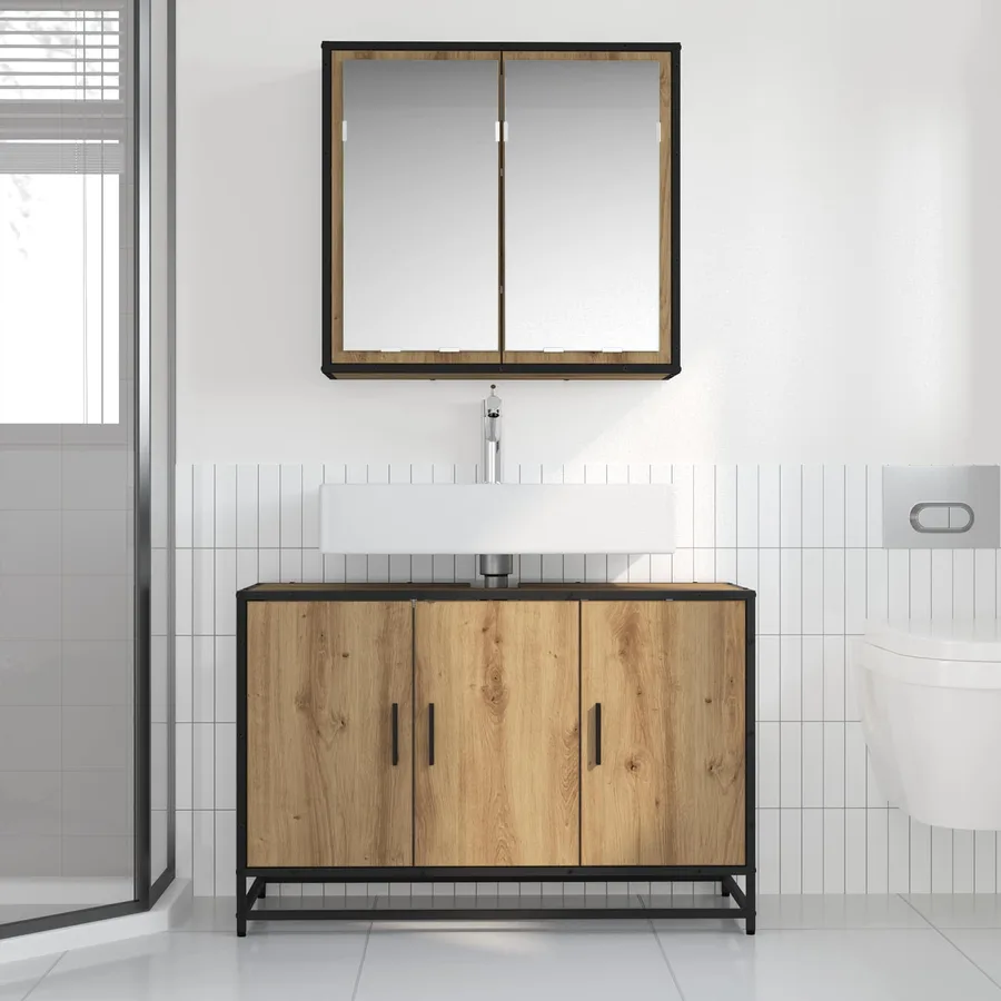 Ensemble de mobilier de salle de bain 2 pc Chêne artisanal - 4