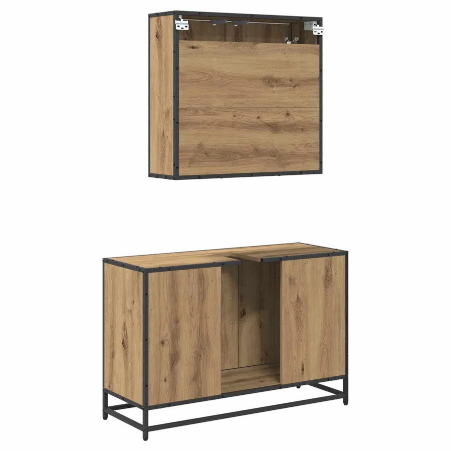 Ensemble de mobilier de salle de bain 2 pc Chêne artisanal - 9