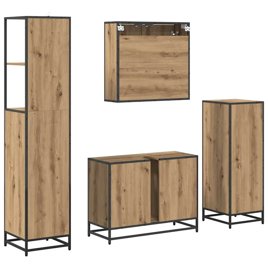 Ensemble de mobilier de salle de bain 4 pc Chêne artisanal - 10