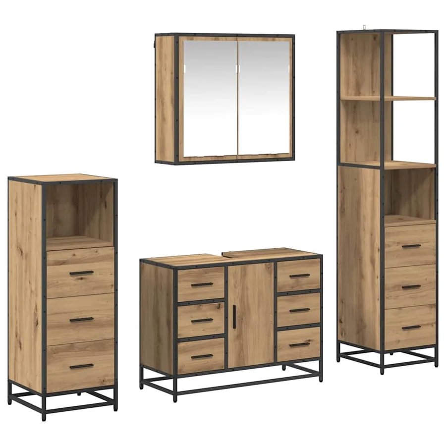Ensemble de mobilier de salle de bain 4 pc Chêne artisanal - 2