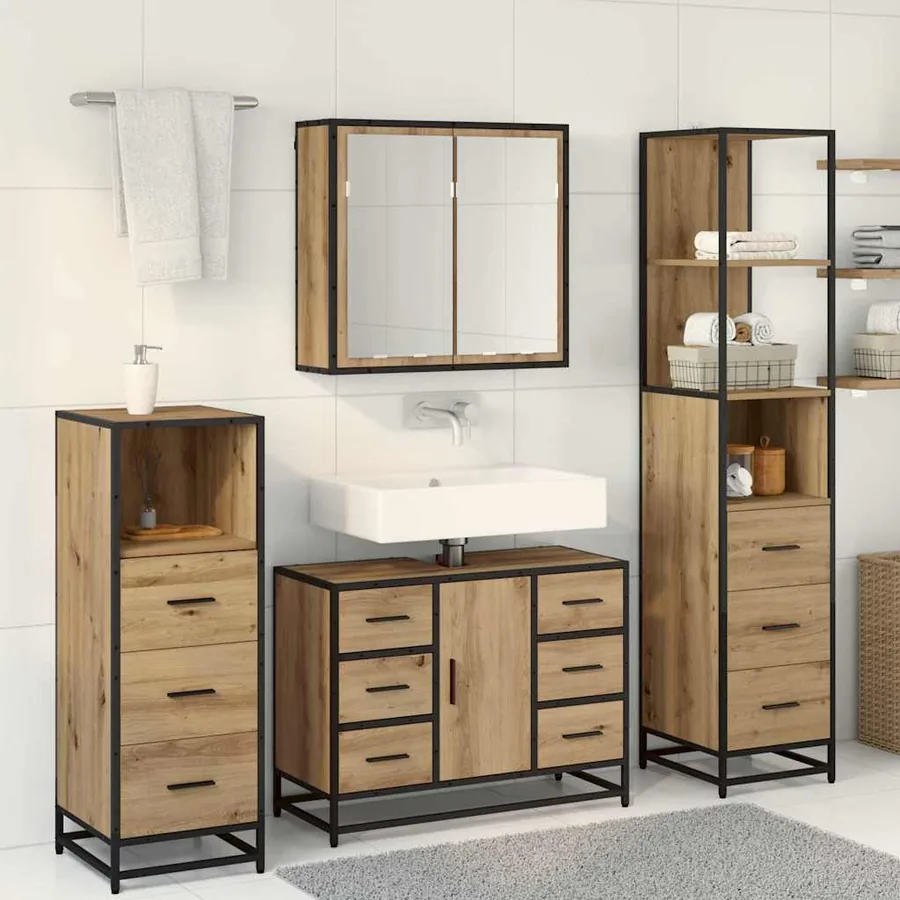 Ensemble de mobilier de salle de bain 4 pc Chêne artisanal - 4