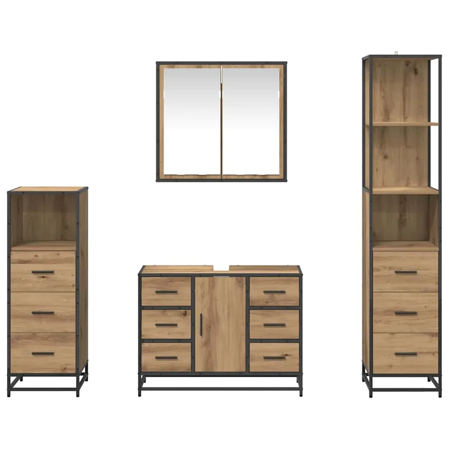 Ensemble de mobilier de salle de bain 4 pc Chêne artisanal - 9