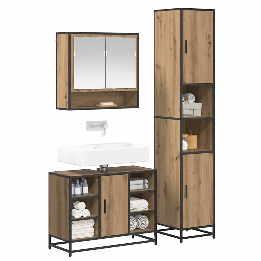 Ensemble de mobilier de salle de bain 3 pc Chêne artisanal - 3