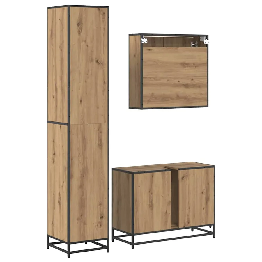 Ensemble de mobilier de salle de bain 3 pc Chêne artisanal - 9