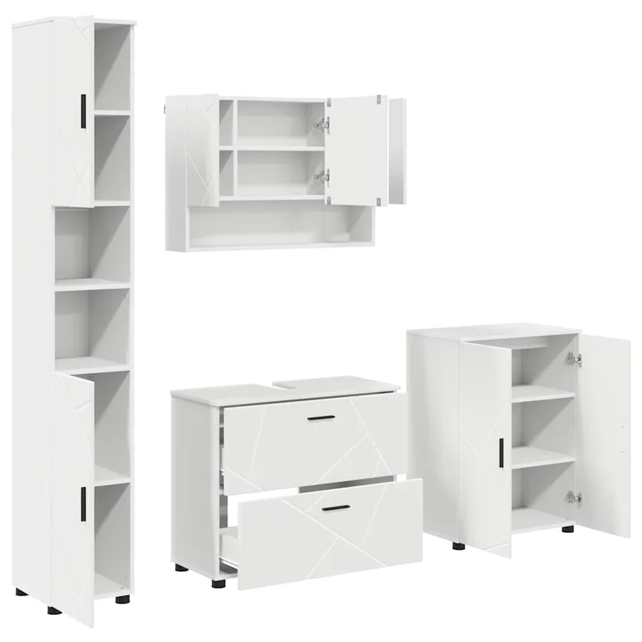 Ensemble de mobilier de salle de bain avec tiroir 4 pcs Blanc - 2