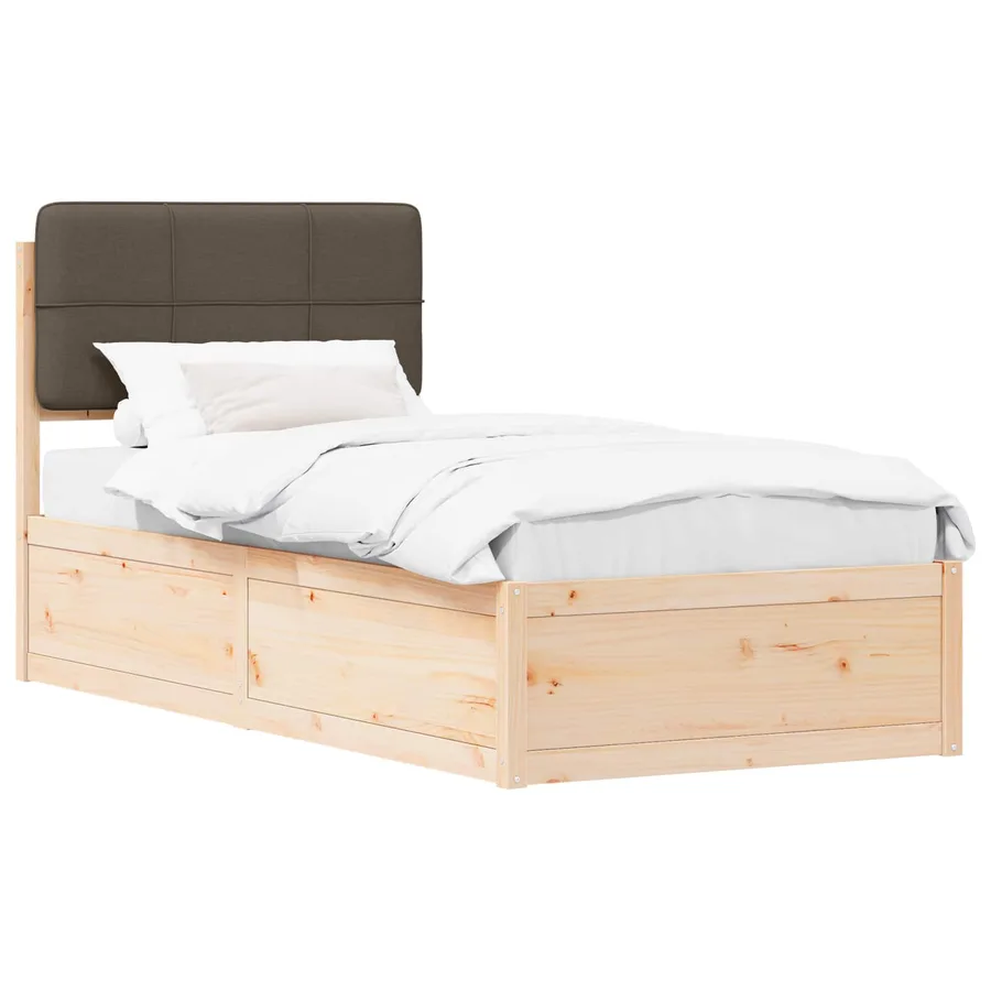 Cadre de lit avec tête de lit rembourrée Taupe 75 x 190 cm - 2