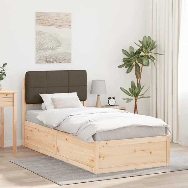 Cadre de lit avec tête de lit rembourrée Taupe 90 x 190 cm