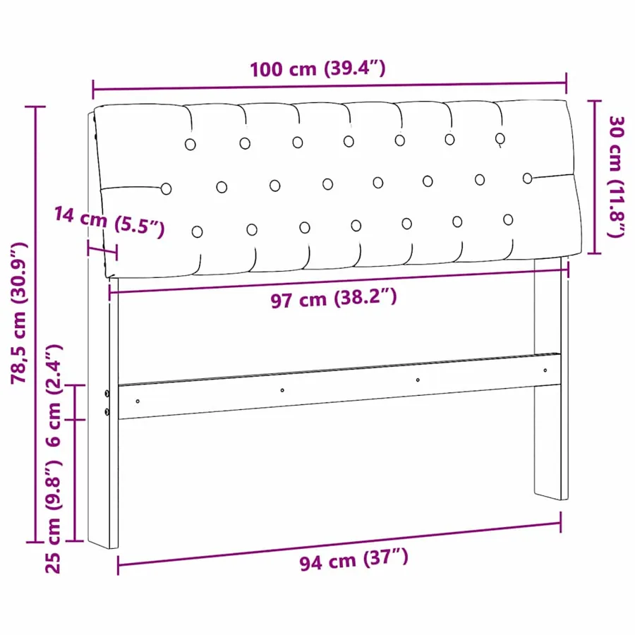 Tête de lit capitonnée Gris foncé 100 cm Pin massif - 11