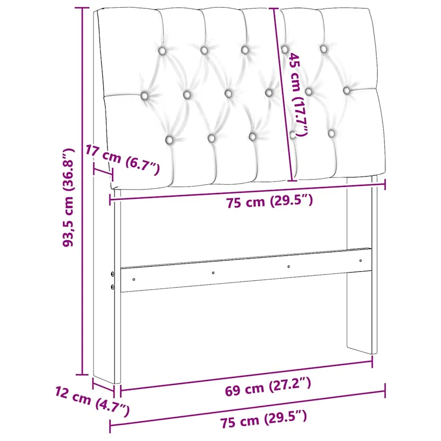 Tête de lit capitonnée Gris foncé 75 cm Pin massif - 11