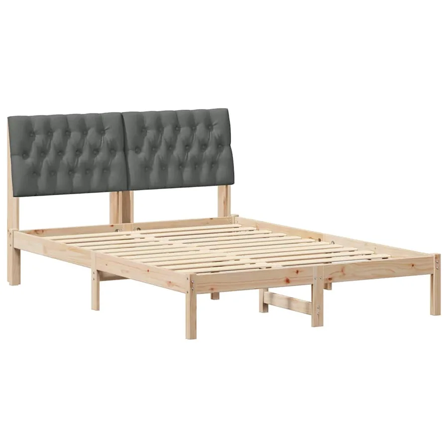 Cadre de lit avec tête de lit rembourrée Marron 135 x 190 cm - 2