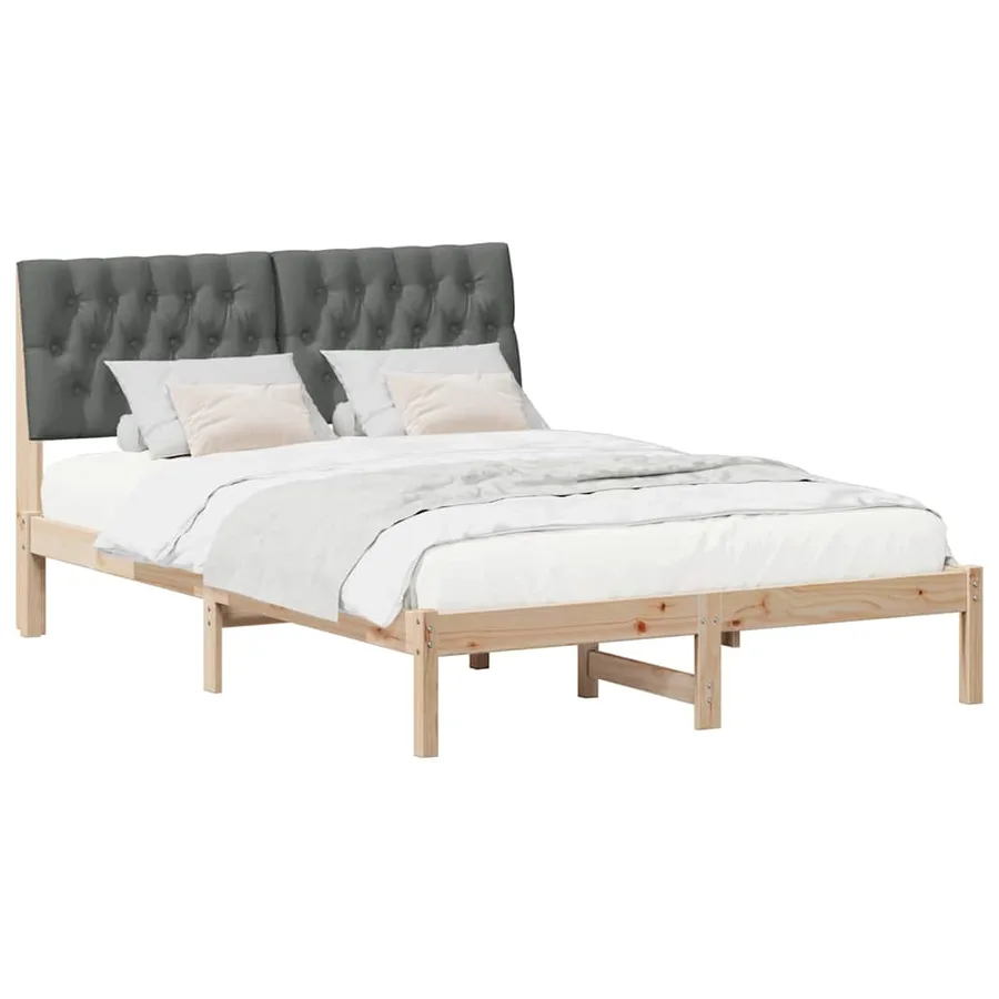 Cadre de lit avec tête de lit rembourrée Marron 135 x 190 cm - 3