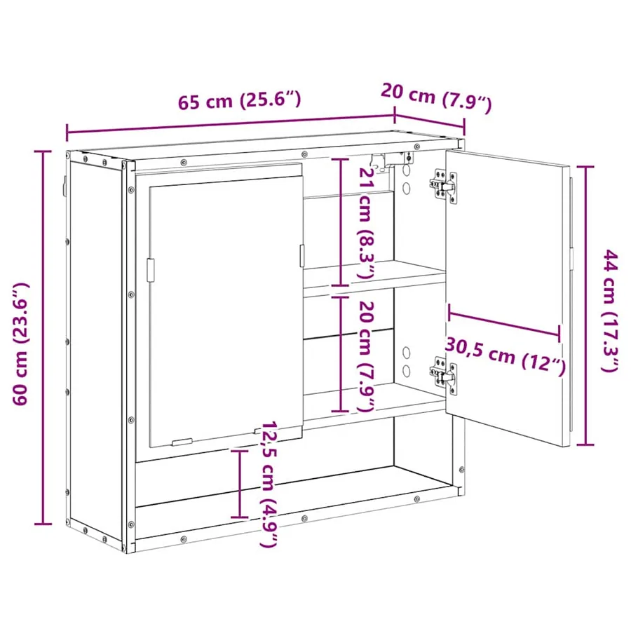 Étagère Murale Chêne artisanal 65 x 20 x 60 cm - 13