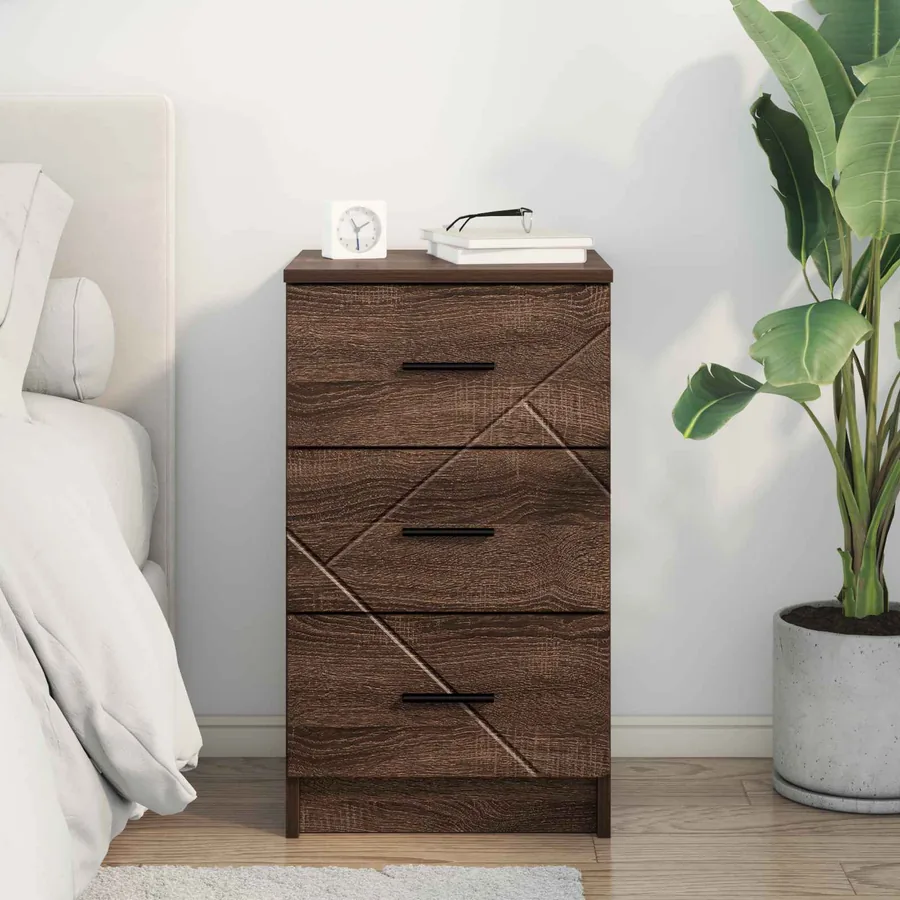 Cabinet de chevet avec tiroir Chêne marron 38 x 38 x 66 cm - 4