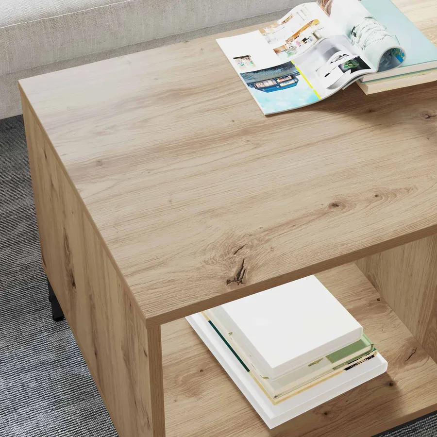 Table basse Chêne artisanal 90 x 49 x 46 cm Bois d'ingénierie - 4