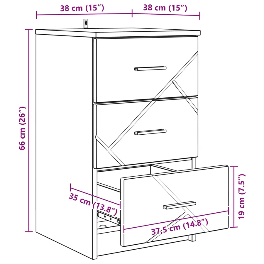 Cabinet de chevet chêne artisanal 38 x 38 x 66 cm - 13