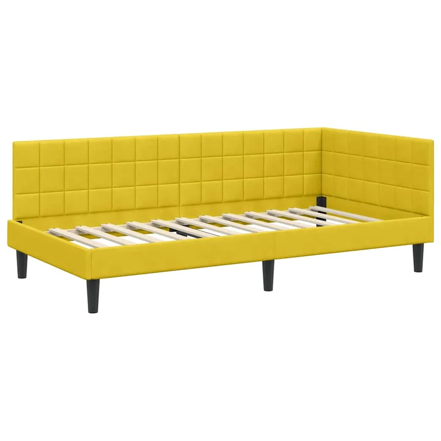 Cadre de lit d'angle avec matelas 2 pcs Jaune Velours - 6