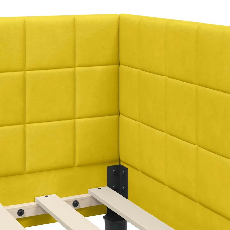Cadre de lit d'angle avec matelas 2 pcs Jaune Velours - 8