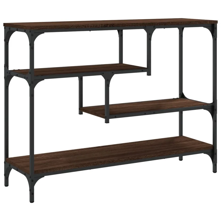 Table console chêne marron 100x30x75 cm bois d'ingénierie - 7