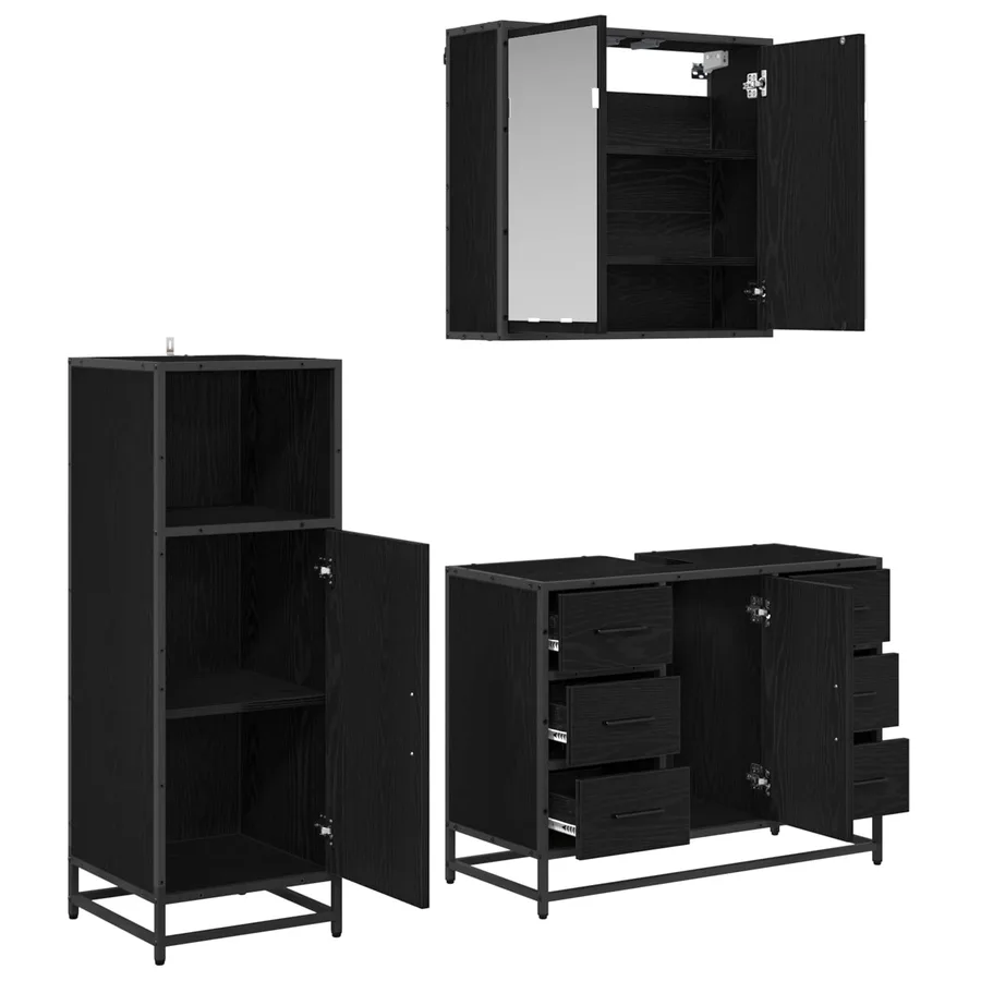 Ensemble de mobilier de salle de bain 3 pcs Chêne noir - 5