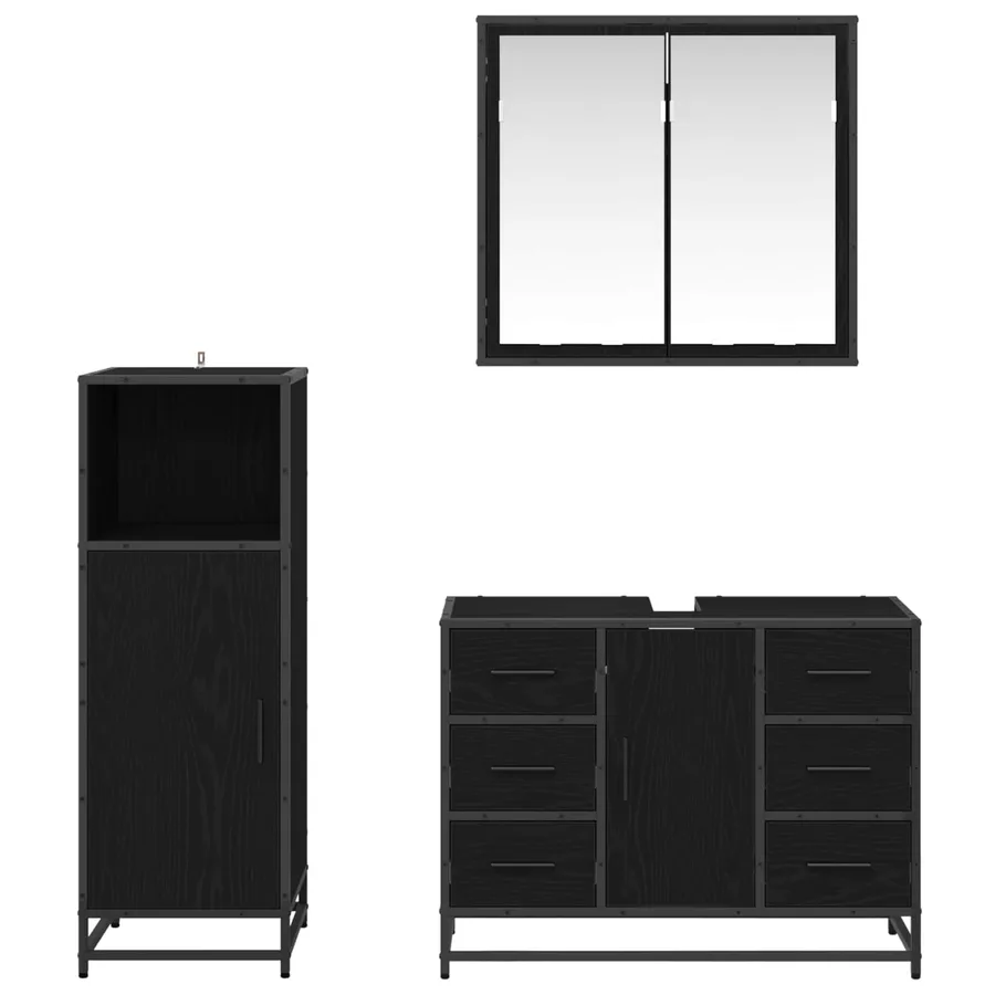 Ensemble de mobilier de salle de bain 3 pcs Chêne noir - 9