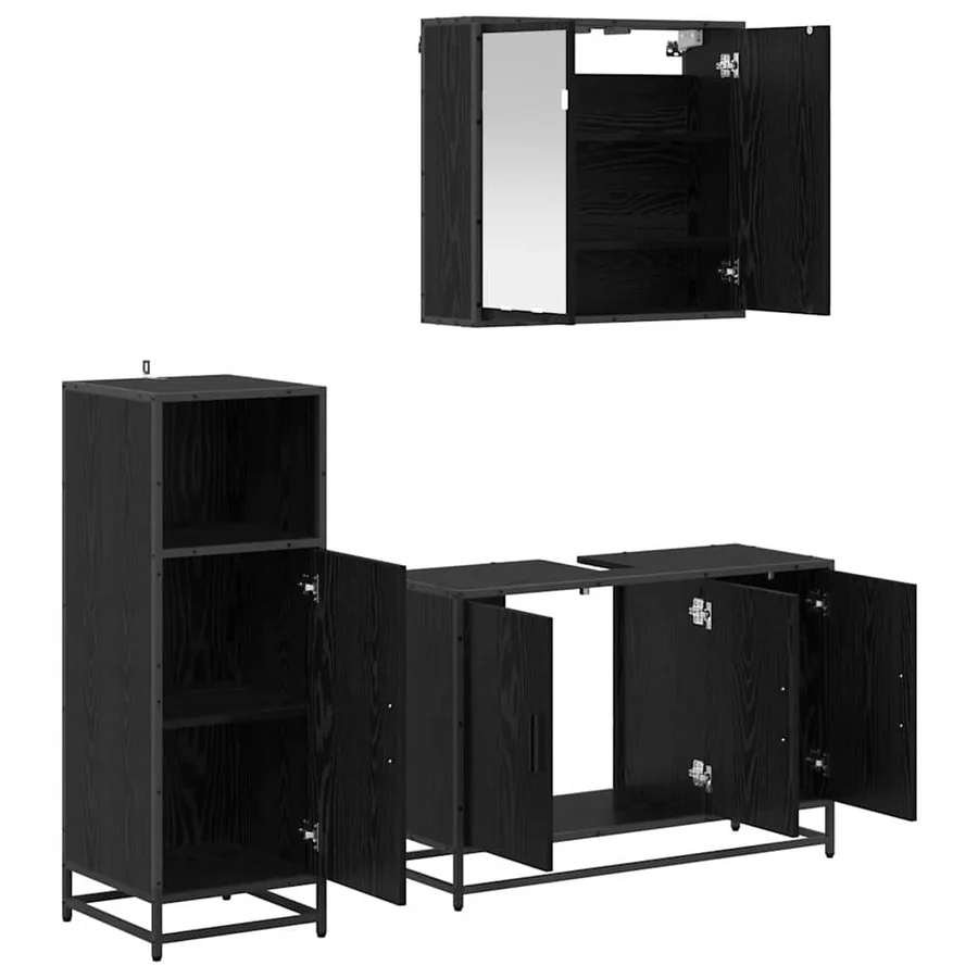 Ensemble de mobilier de salle de bain 3 pcs Chêne noir - 7