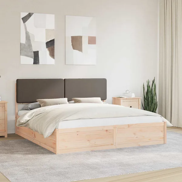 Cadre de lit avec tête de lit rembourrée Taupe 200 x 200 cm
