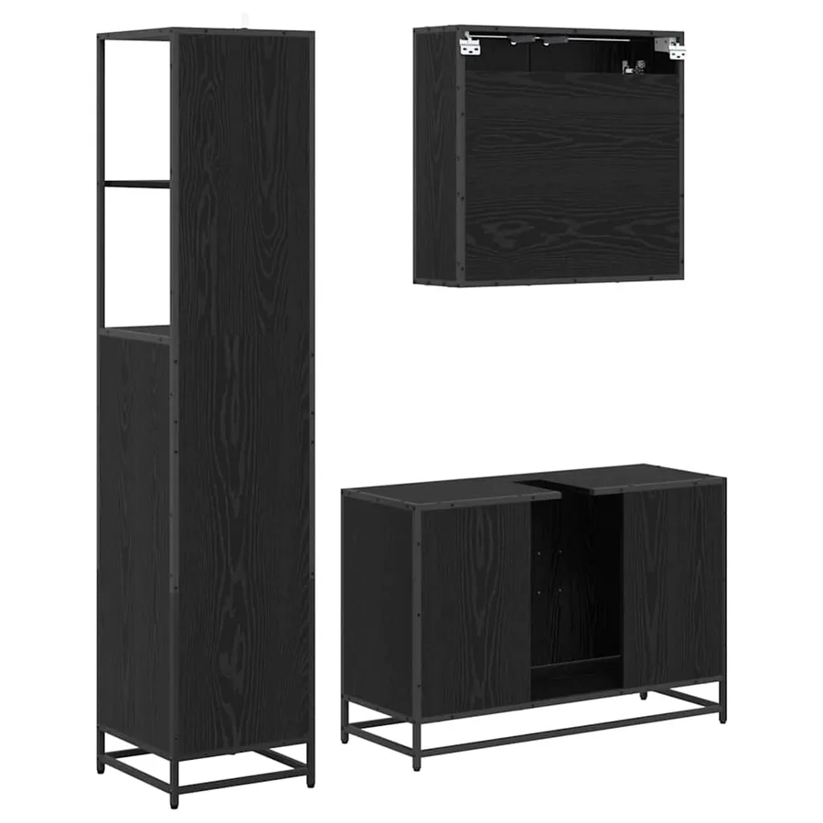 Ensemble de mobilier de salle de bain 3 pcs Chêne noir - 9