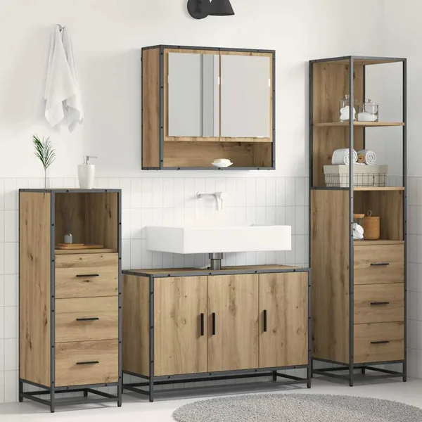 Ensemble de mobilier de salle de bain 3 pc Chêne artisanal