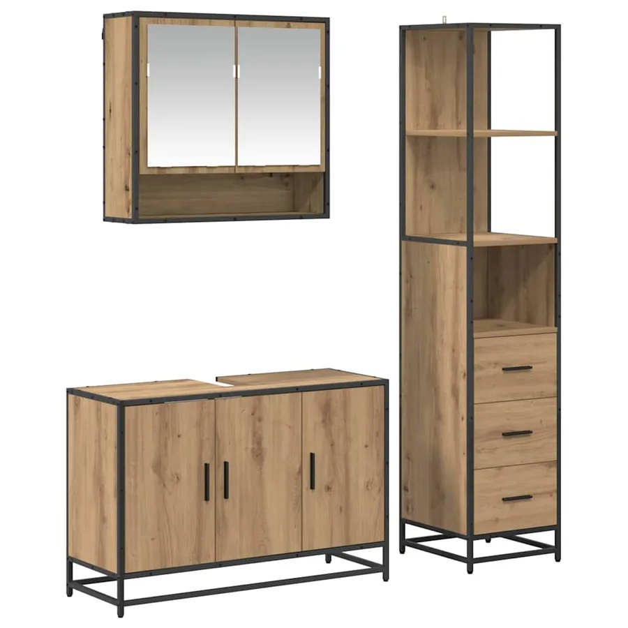 Ensemble de mobilier de salle de bain 3 pc Chêne artisanal - 2