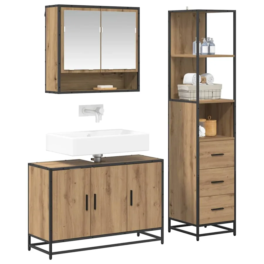 Ensemble de mobilier de salle de bain 3 pc Chêne artisanal - 3
