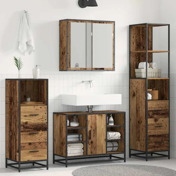 Ensemble de mobilier de salle de bain 3 pcs Bois Ancien