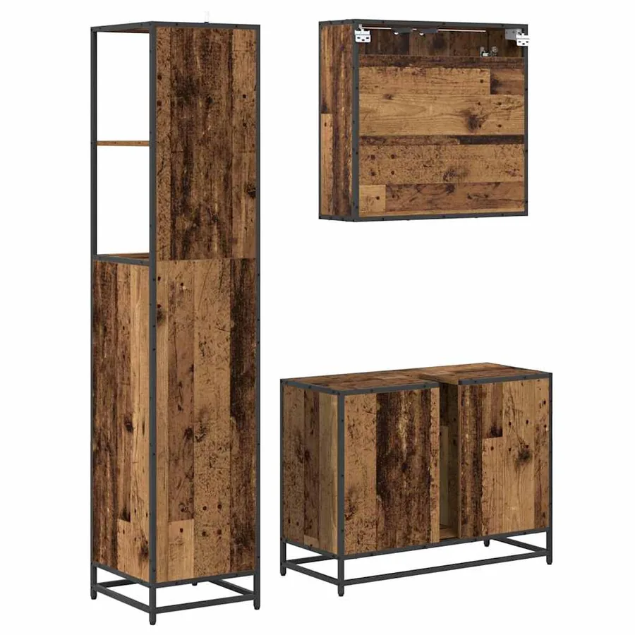 Ensemble de mobilier de salle de bain 3 pcs Bois Ancien - 9