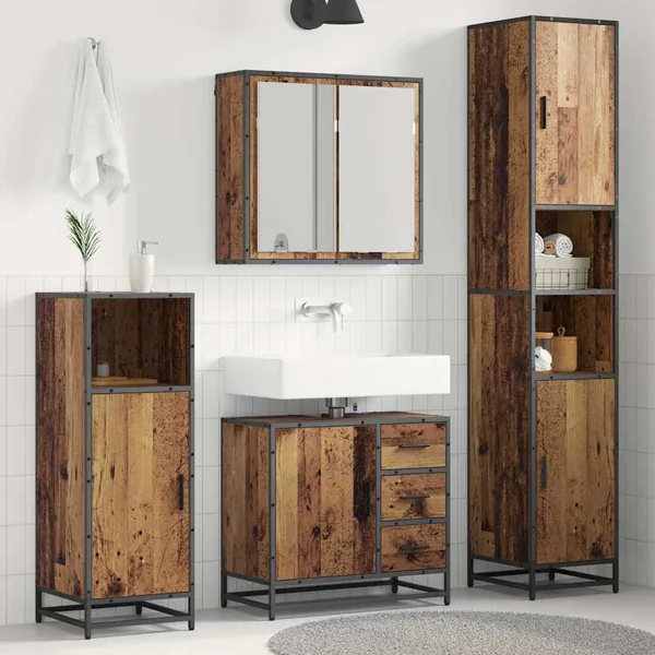 Ensemble de mobilier de salle de bain 3 pcs Bois Ancien