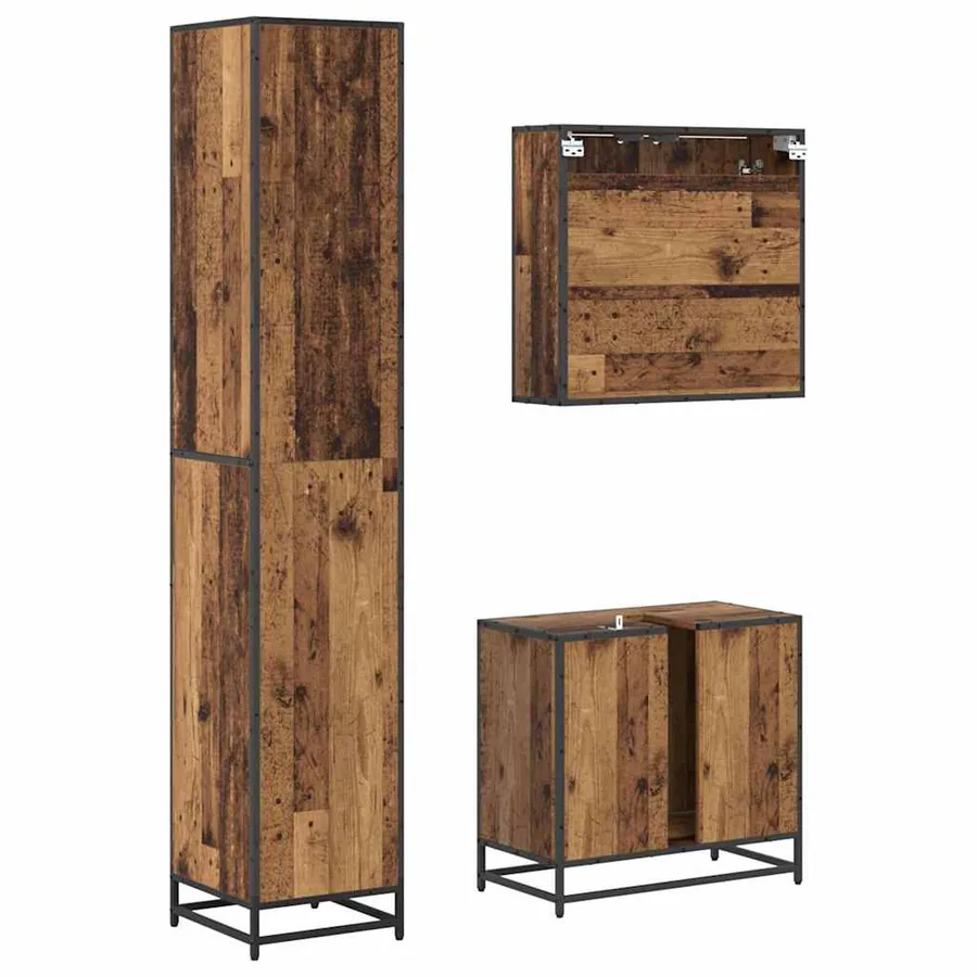 Ensemble de mobilier de salle de bain 3 pcs Bois Ancien - 9
