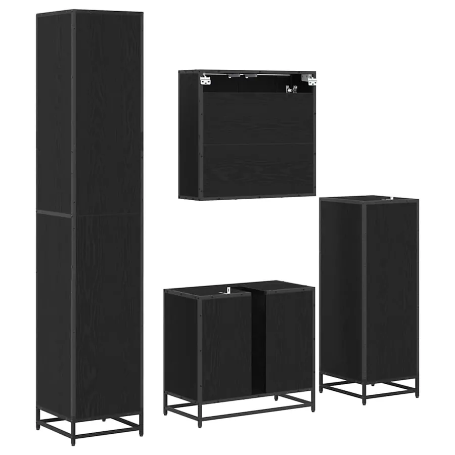Ensemble de mobilier de salle de bain 4 pcs Chêne noir - 10