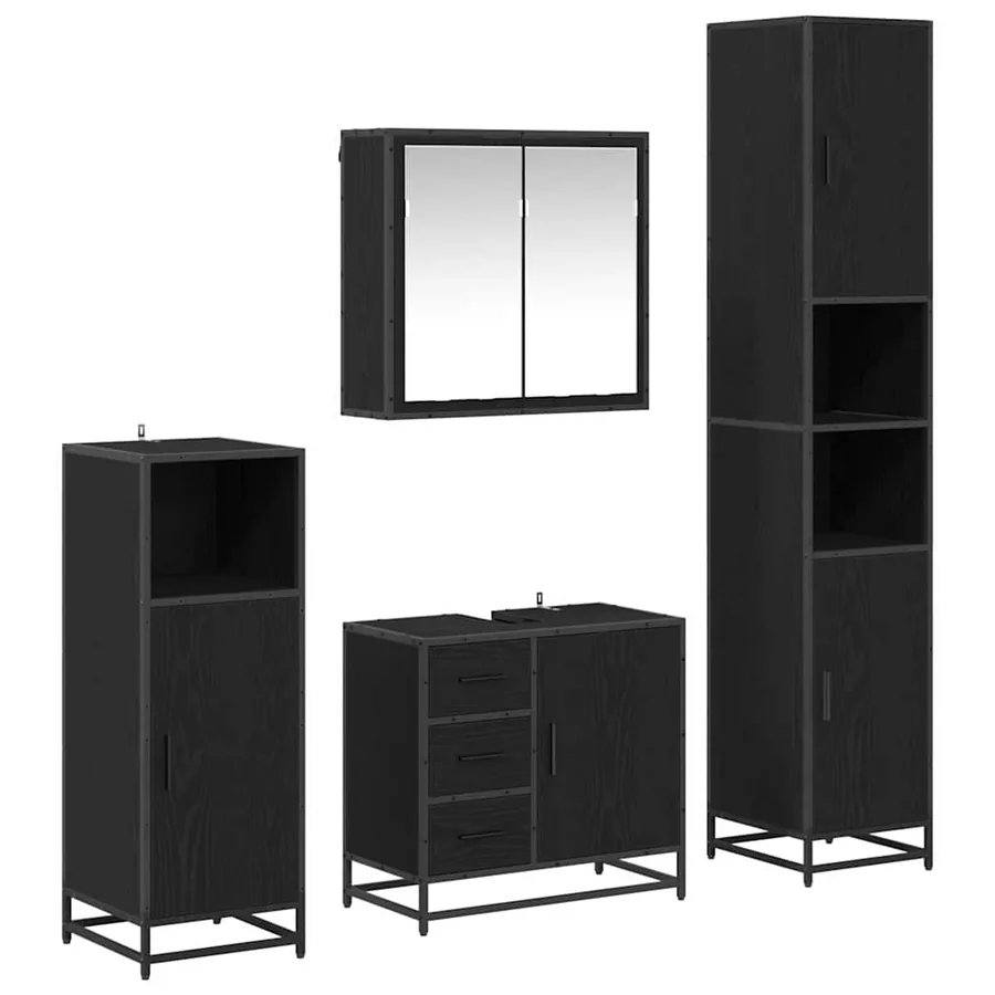 Ensemble de mobilier de salle de bain 4 pcs Chêne noir - 2