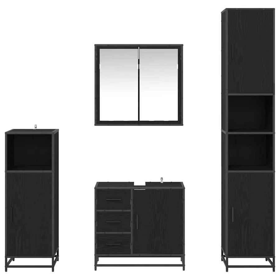 Ensemble de mobilier de salle de bain 4 pcs Chêne noir - 9