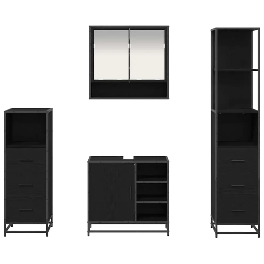 Ensemble de mobilier de salle de bain 4 pcs Chêne noir - 9