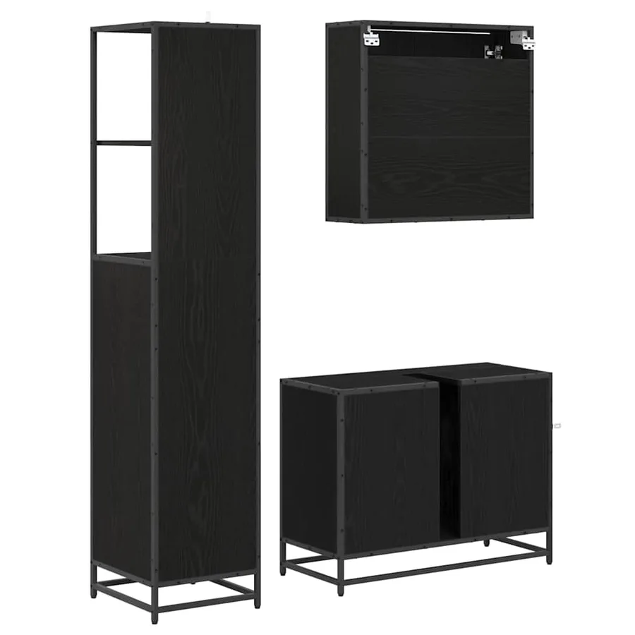 Ensemble de mobilier de salle de bain 3 pcs Chêne noir - 9