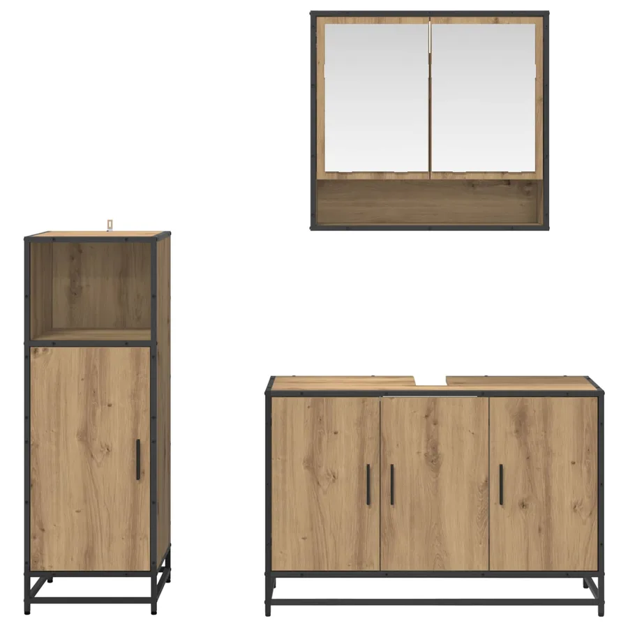 Ensemble de mobilier de salle de bain 3 pc Chêne artisanal - 3
